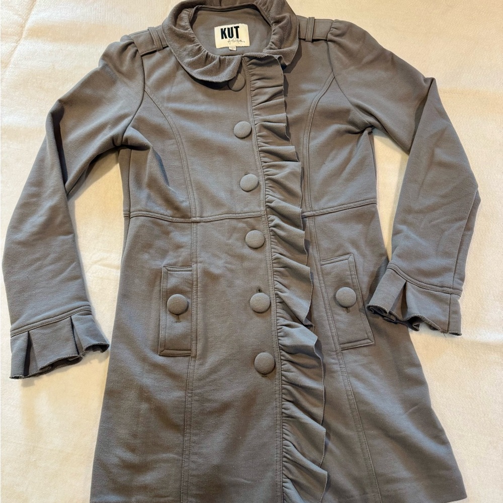 Kut from the Kloth Women's Gray Ruffle Coat